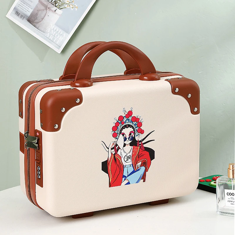 

Women's Suitcase Password Suitcase 14-Inch Cosmetics Boarding Small Lightweight Durable High-Grade Luggage Casket