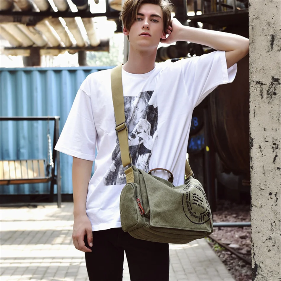 Men's Fashion Canvas Shoulder Bags Business Postman Travel Boy Crossbody Bag Men Messenger Bags Briefcase Man Handbag Tote