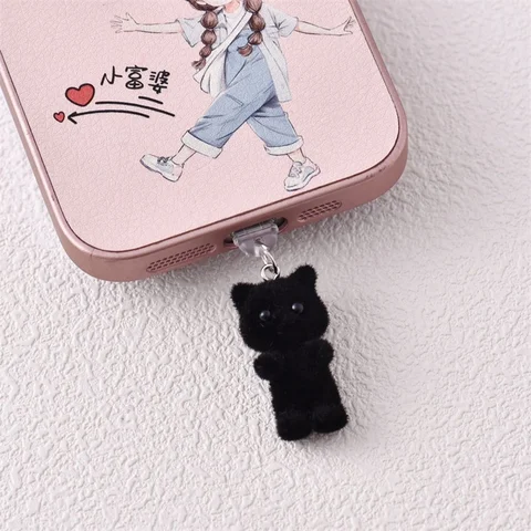 MINISO полимерная плюшевая пылезащитная заглушка для телефона с изображением кота для iPhone, Samsung, Xiaomi, Huawei, Type C, Android, защита порта зарядки, пылезащитные заглушки