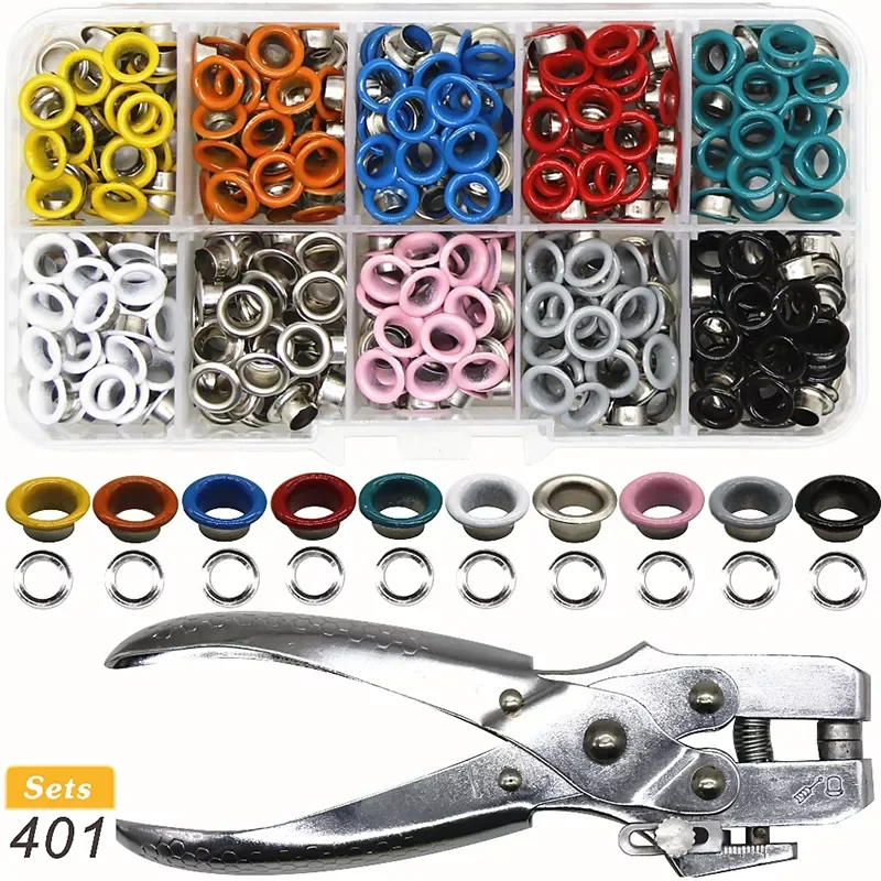

401 Sets 5mm Metal Eyelet Buckle + Installation Tools High Quality Shoe Eye Tag Air Eye Buttons DIY Handmade Buttons