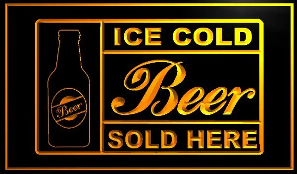 ICE COLD BEER SOLD HERE Home Decoration Wall Decor Beer NR Bar Pub Club LED Neon Light Sign | Plaques &amp Signs