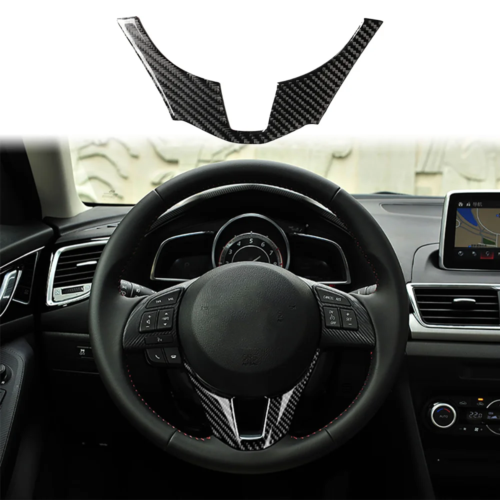 

Автомобильная V-образная панель рулевого колеса из углеродного волокна для Mazda Axela 2014-2016, декоративные наклейки, аксессуары для модификации автомобиля