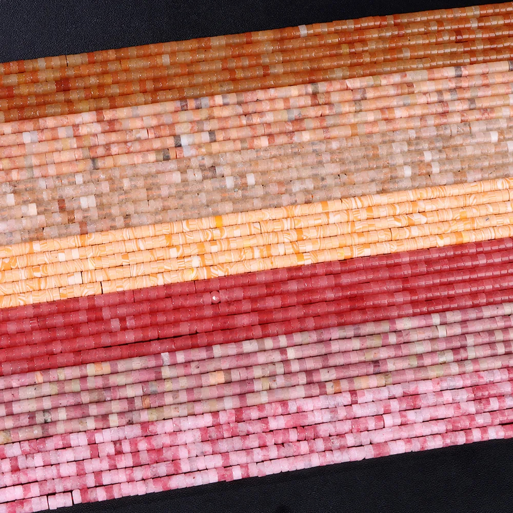 

Pink Natural Rondelle Spacer Stone Beads Flat Round Agates Rose Quartz Loose Beads for Jewelry Making DIY Bracelet Supply 2x4MM