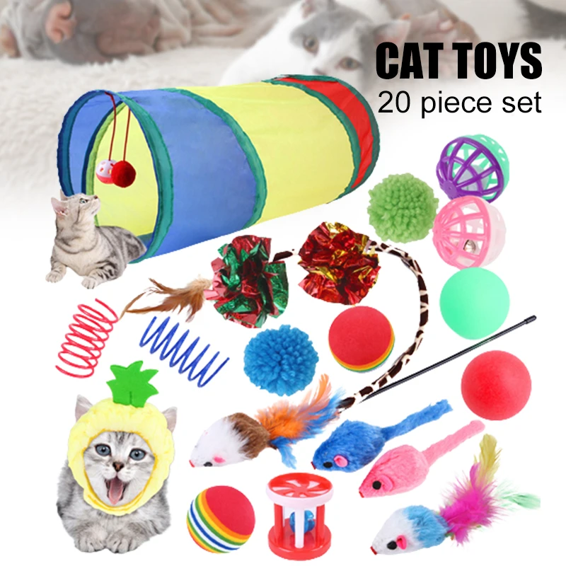 

20pcs/set Cat Toys Set Interactives Toy Cat Entertainment Toys Training Chasing Toy for Cat Kitty