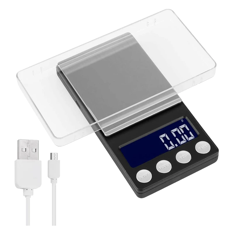 

HOT-Digital Kitchen Scales,USB Rechargeable Pocket Scale 500G/0.01G Mini Scale Electronic Jewelry Food Grams Scale