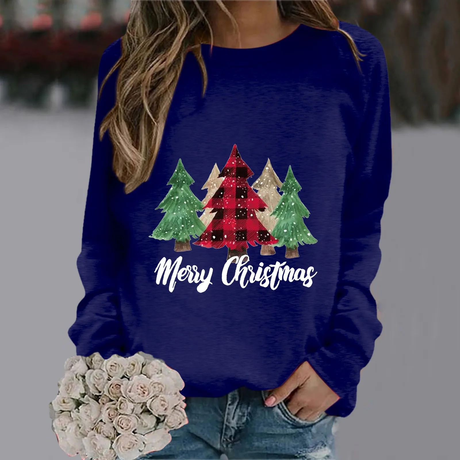 

Женские спортивные рубашки, Женская осенне-зимняя повседневная толстовка с капюшоном, свитшот с рождественским принтом, пуловер с длинным ...