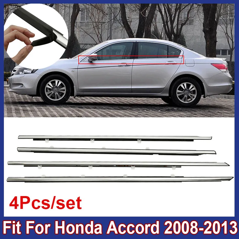 

Car Accessories 4Pcs Window Weatherstrips Side Door Moulding Rubber Trim Seal Belts For Honda Accord Sedan 2008-2013 Auto Seals