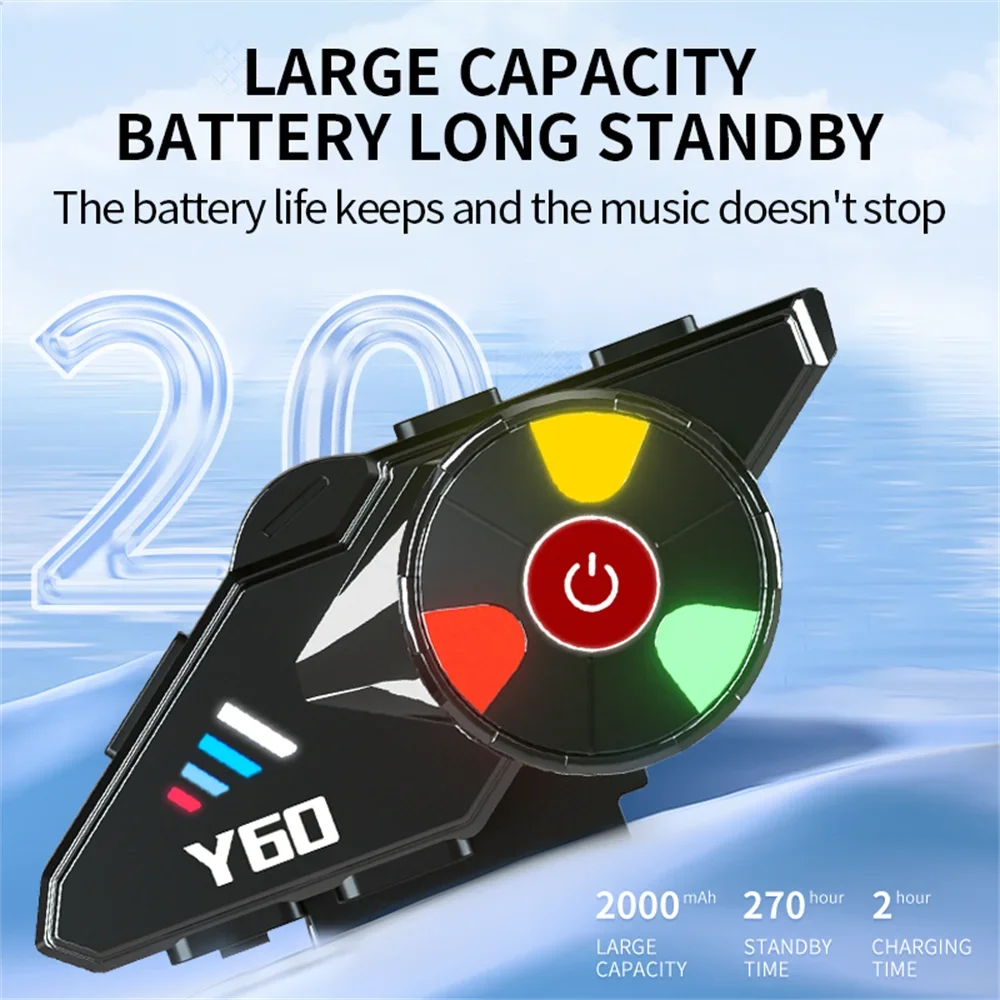 Bluetooth-гарнитура для мотоциклетного шлема 2000 мАч