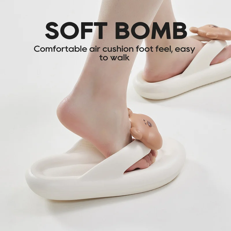 UTUNE Bear Women Flip Flops Comfortable Summer Outdoor Casual Slippers Beach Style Non-slip Thick Bottom Females Women's Shoes
