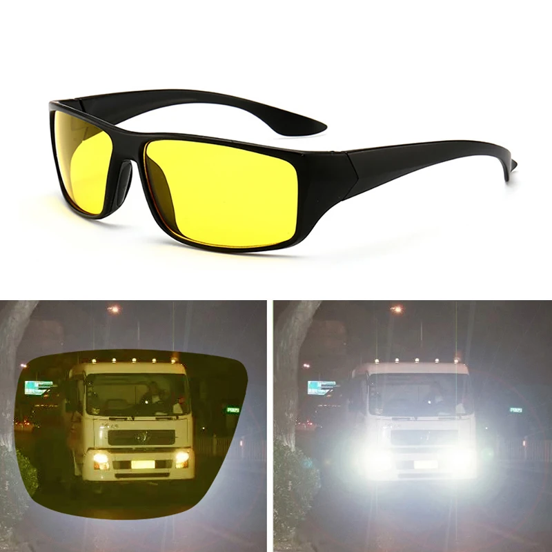 Фото Антибликовые очки ночного видения для водителей модные солнцезащитные вождения