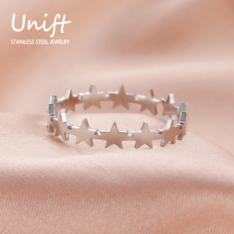 Фото Женское кольцо с пентаграммой и звездами из нержавеющей стали регулируемое