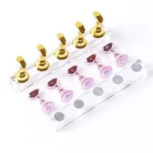 5pcs Chess Board Magnetic Tips Nail Art Practice Display Stand Gold Silver Pink Practice Holder Set 