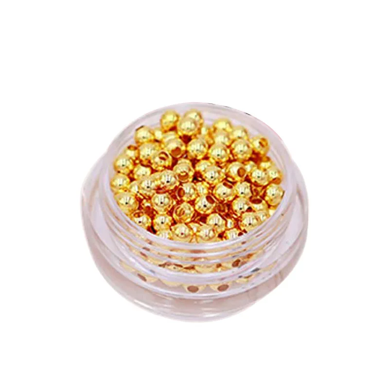 100pcs 2 2.5 3 4 5 6 8mm Real Gold Plated Round Spacer Beads Loose Beads for Jewelry Bracelets Necklace Making DIY Accessories