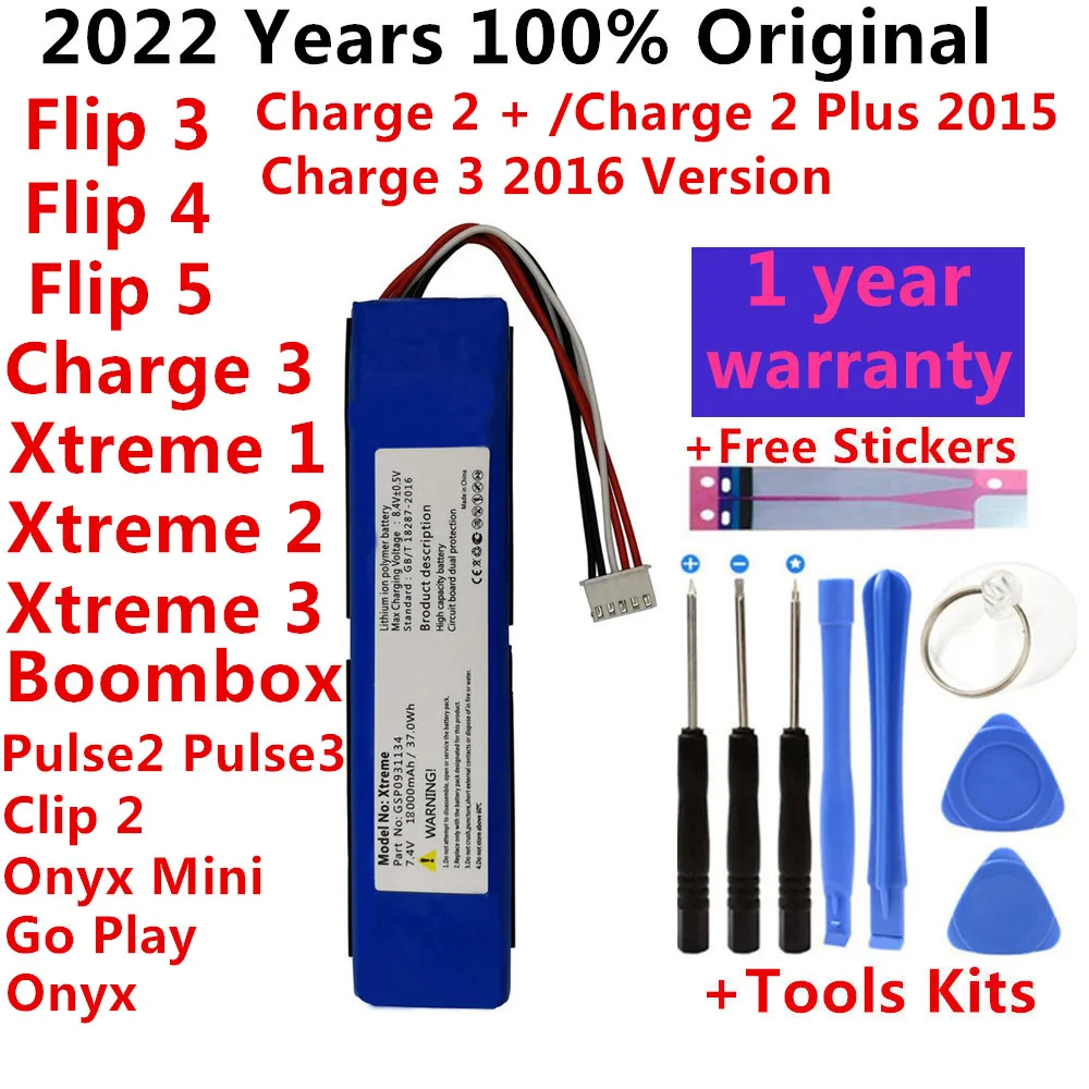 2022 Original Replacement Speaker Battery For JBL Charge Flip Pulse Xtreme 1 2 3 4 5 For Harman Kardon Go Play Onyx Mini Bateria