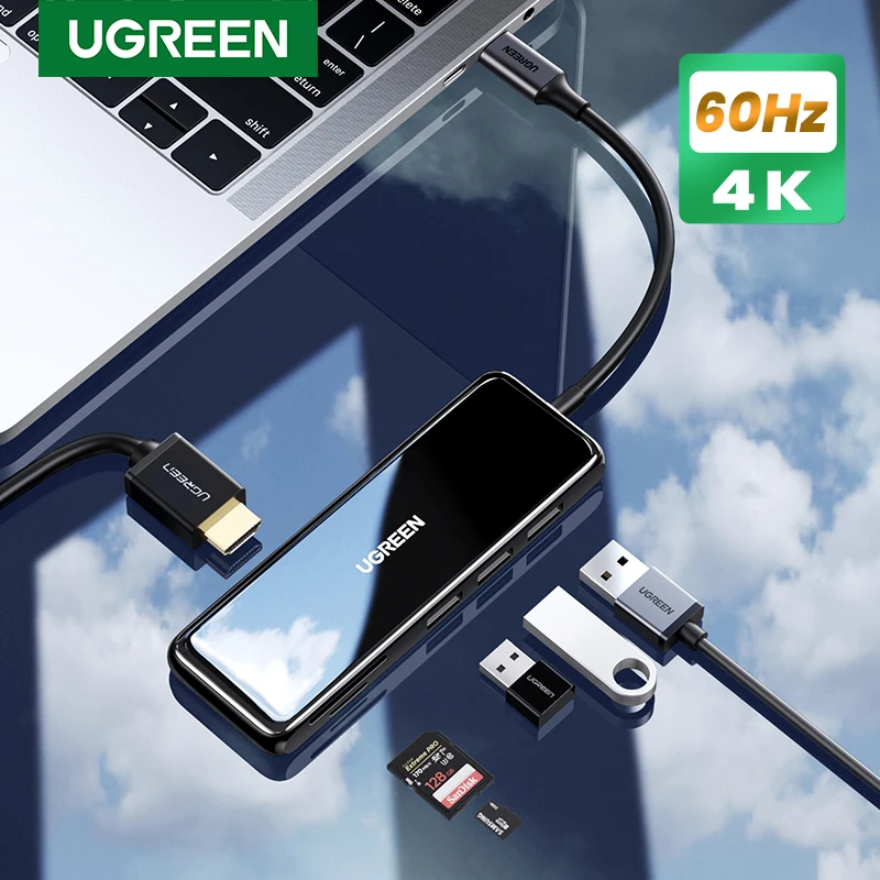 

USB-концентратор Ugreen, 4K, 60 Гц, USB Type C на Multi USB 3,0