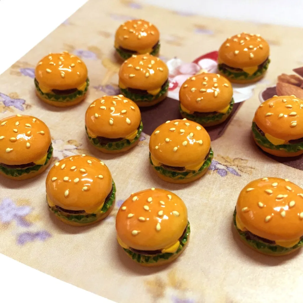 

100Pcs Kawaii Mini Resin Cartoon Hamburger Miniatures Figurines Home Decoration DIY Crafts Accessories