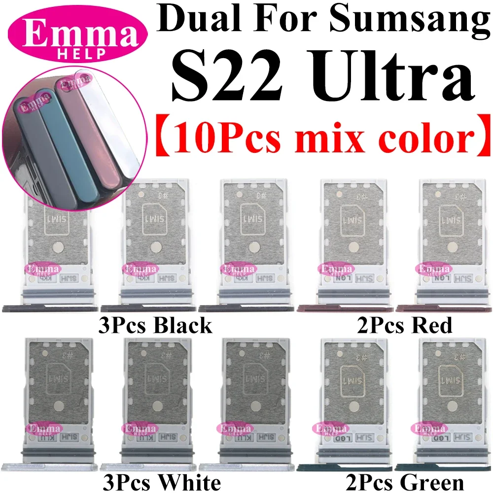 Фото 10 шт. лоток для SIM-карты для Samsung S21 S22 Plus S23+ S24 Ultra S20 FE S10, держатель слота для чипа, адаптер, разъем Micro Nano, часть разъема №5