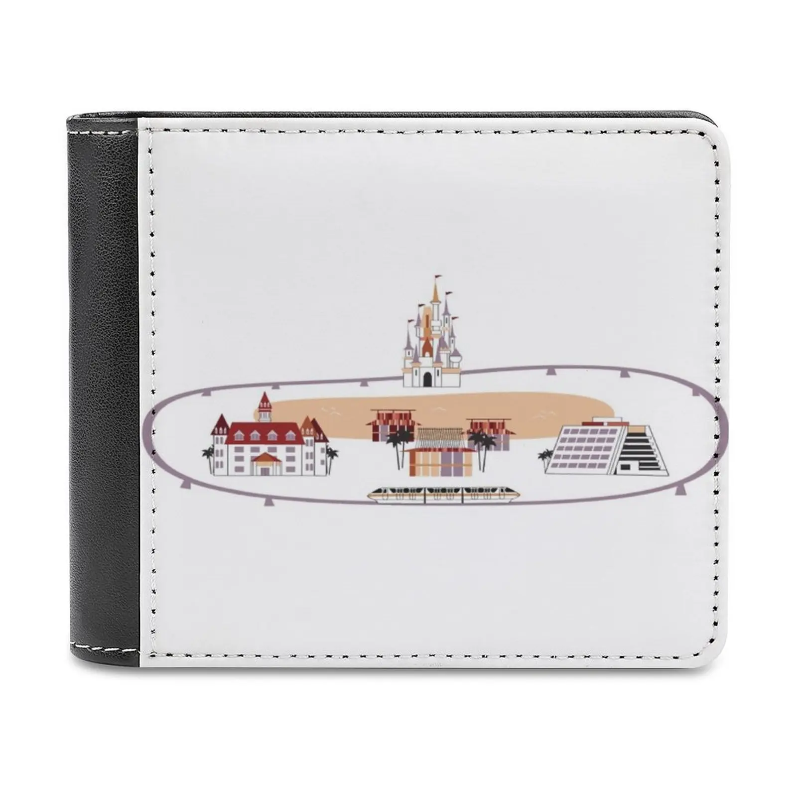 

Кожаный кошелек Monorail Loop с отделением для кредитных карт, Роскошный кошелек World Walt World, ретро-кошелек, полинезийский Гранд