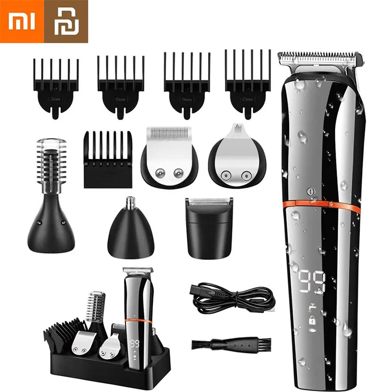 Xiaomi Youpin Hair Clipper 6 In 1 Hair Trimmer For Men Eyebrow Beard Trimmer Fully Washable Electric Hair Clipper Grooming Kit