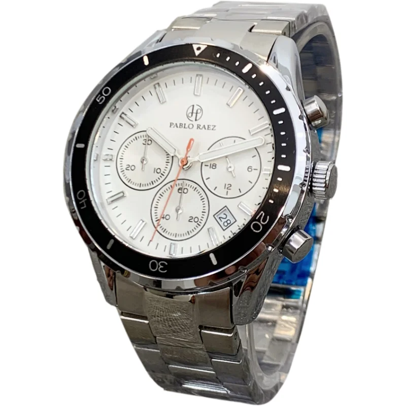 

PABLO RAEZ Men Watch Business Waterproof Date Wristwatches Fashion Multifunction Luminous Steel Silver Quartz Relogio Masculin