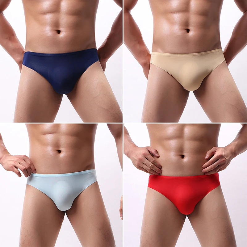 

Men's Solid Color Panties Low Waist Sexy Quick Dry Seamless Comfort Breathable Elastic Viscose Briefs Underwear