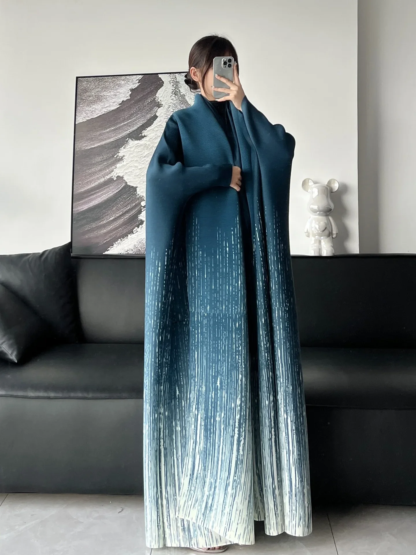 Женское длинное Свободное пальто с рукавом летучая мышь