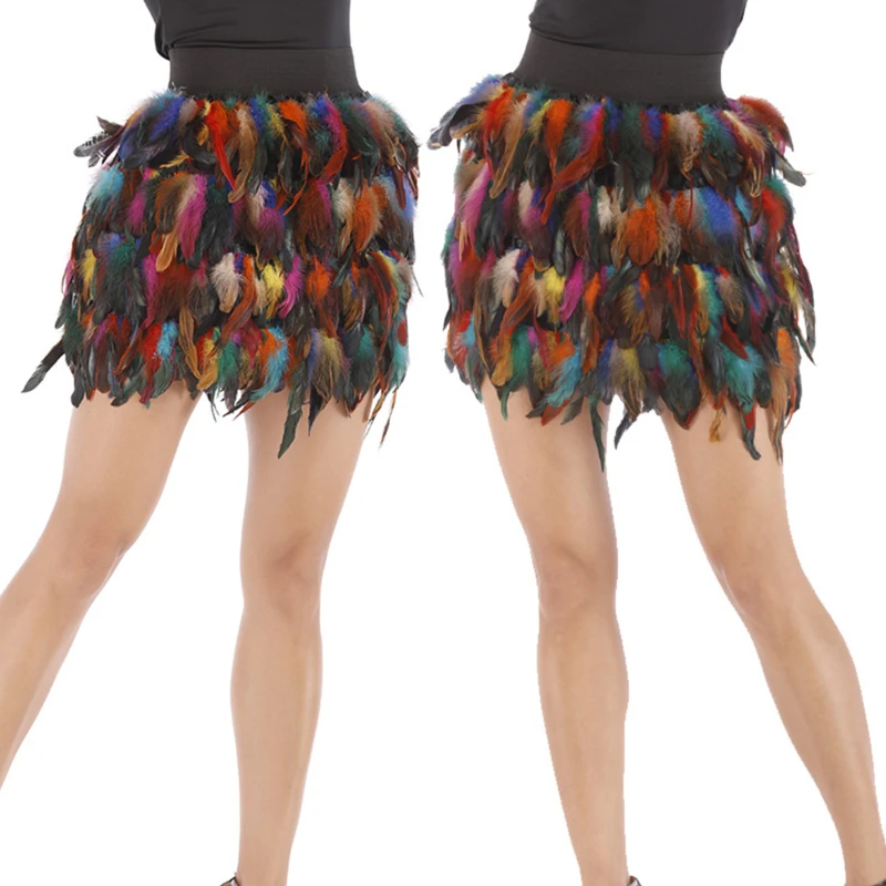 

Harajuku Feather Skirts Body Suspender Garter Mini Skirts Sexy Lingerie Gothic Harness Garters Belt Kawaii Women Short Skirt