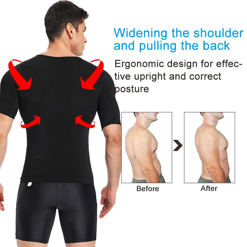 Men's Compression Shirt Undershirt Slimming Tank Top Workout Vest Abs Abdomen Body Shaper Tummy Control Waist Cinchers Shapewear
