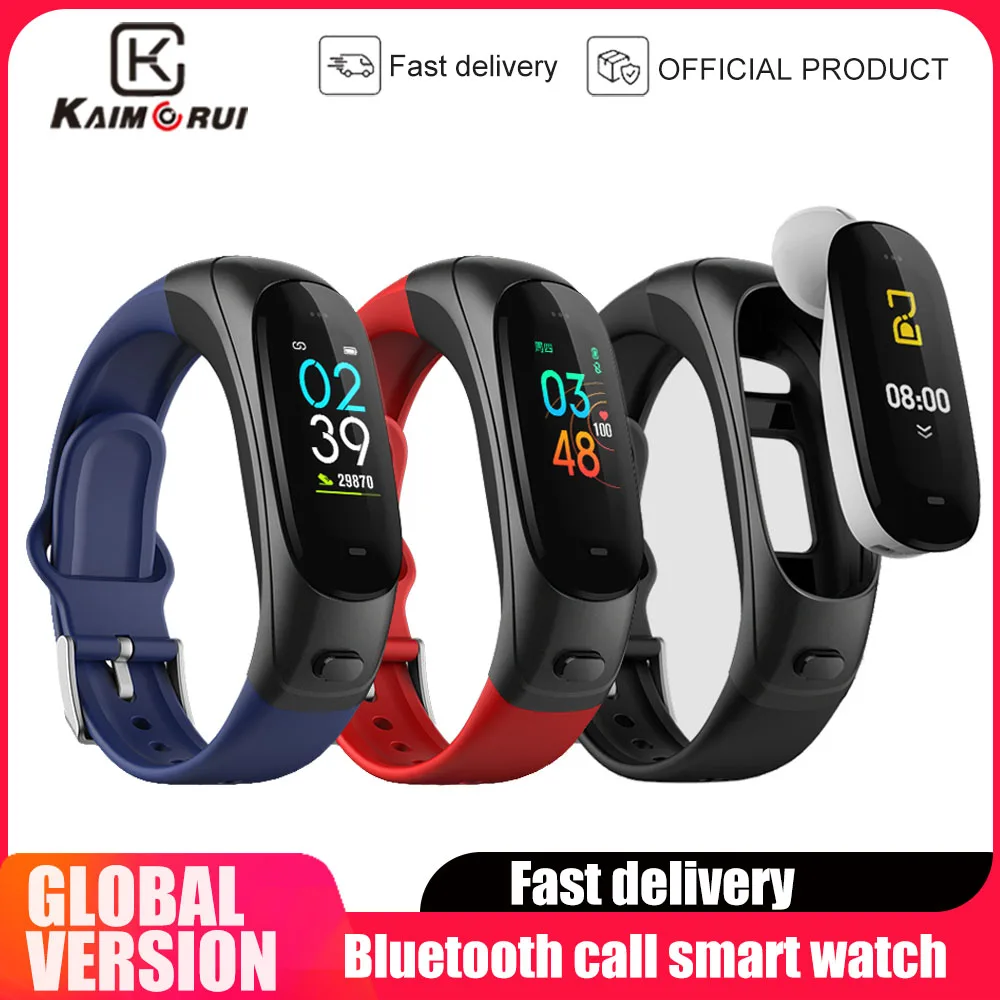 

Kaimorui Sport Smart Bracelet With Bluetooth Earphone Heart Rate monitor Multi Language Wristband Smartwatch Men women 2022