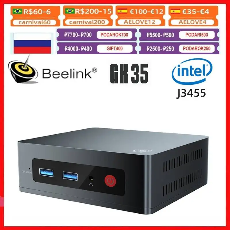 

Beelink GK35 Windows 10 Mini PC Intel Apollo Lake Celeron J3455 8GB RAM 128GB 256GB SSD 2.4G&5.8G Dual Wifi BT 1000M LAN Desktop