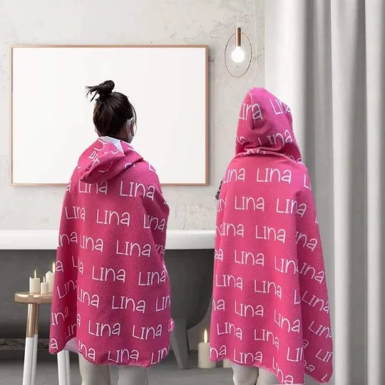 Microfiber Children's Name Personalized Quick Dry Bathrobe Surf Cloak Cape Adult Kids