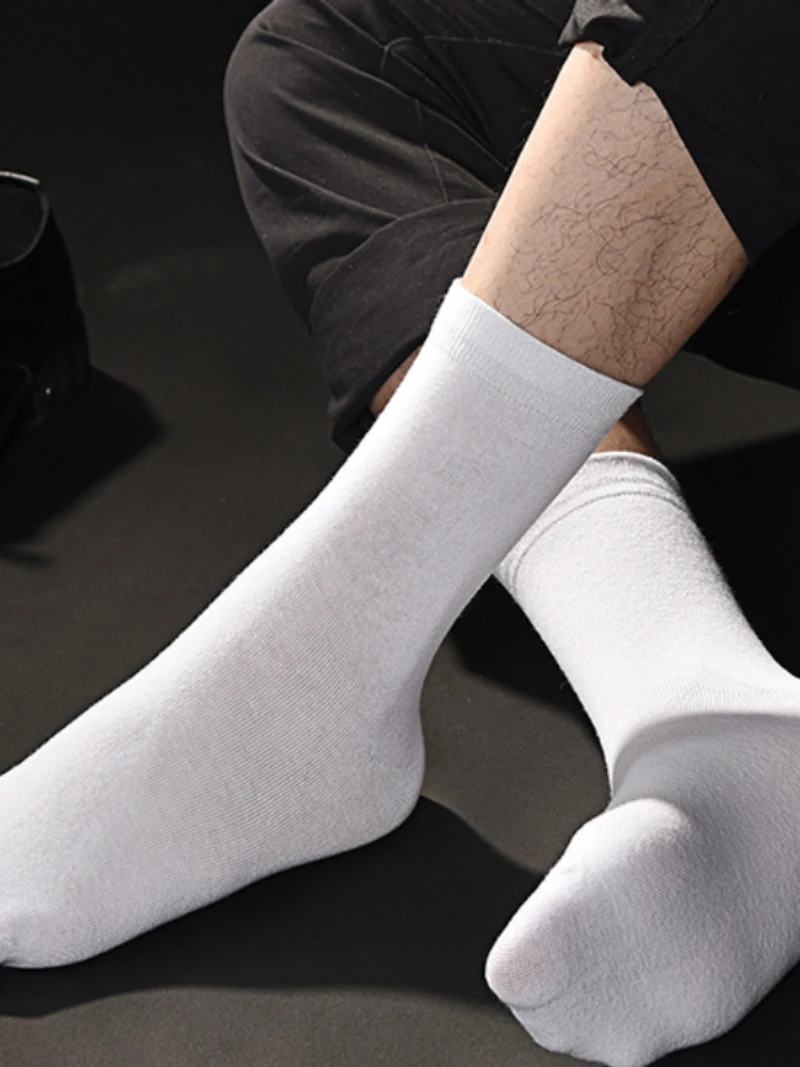 Men's Socks Polyester Cotton Middle Tube Socks Summer Thin Solid Color Breathable Business Men's Socks