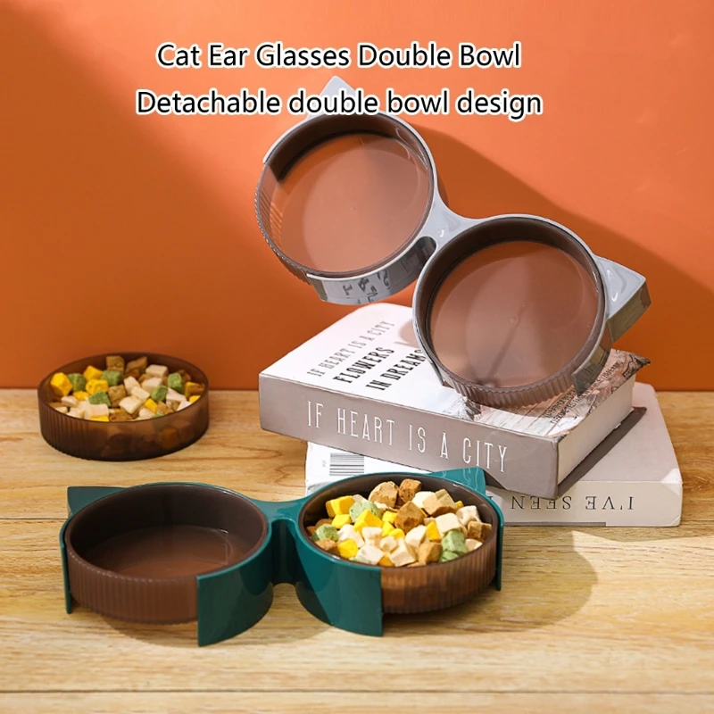 

Pet Food Feeder and Waterer Detachable Cat Anti-overturning Bowl Anti-Leak Tableware Raised Bowl DropShip