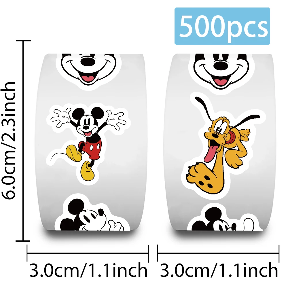 500 шт./рулон Disney Mix мультфильм милый стежок Микки принцесса наклейки автомобиль