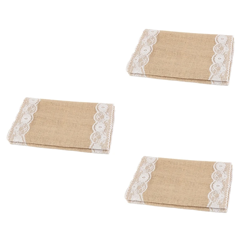 4 шт. кружевные дорожки для стола ретро из мешковины деревенской свадьбы