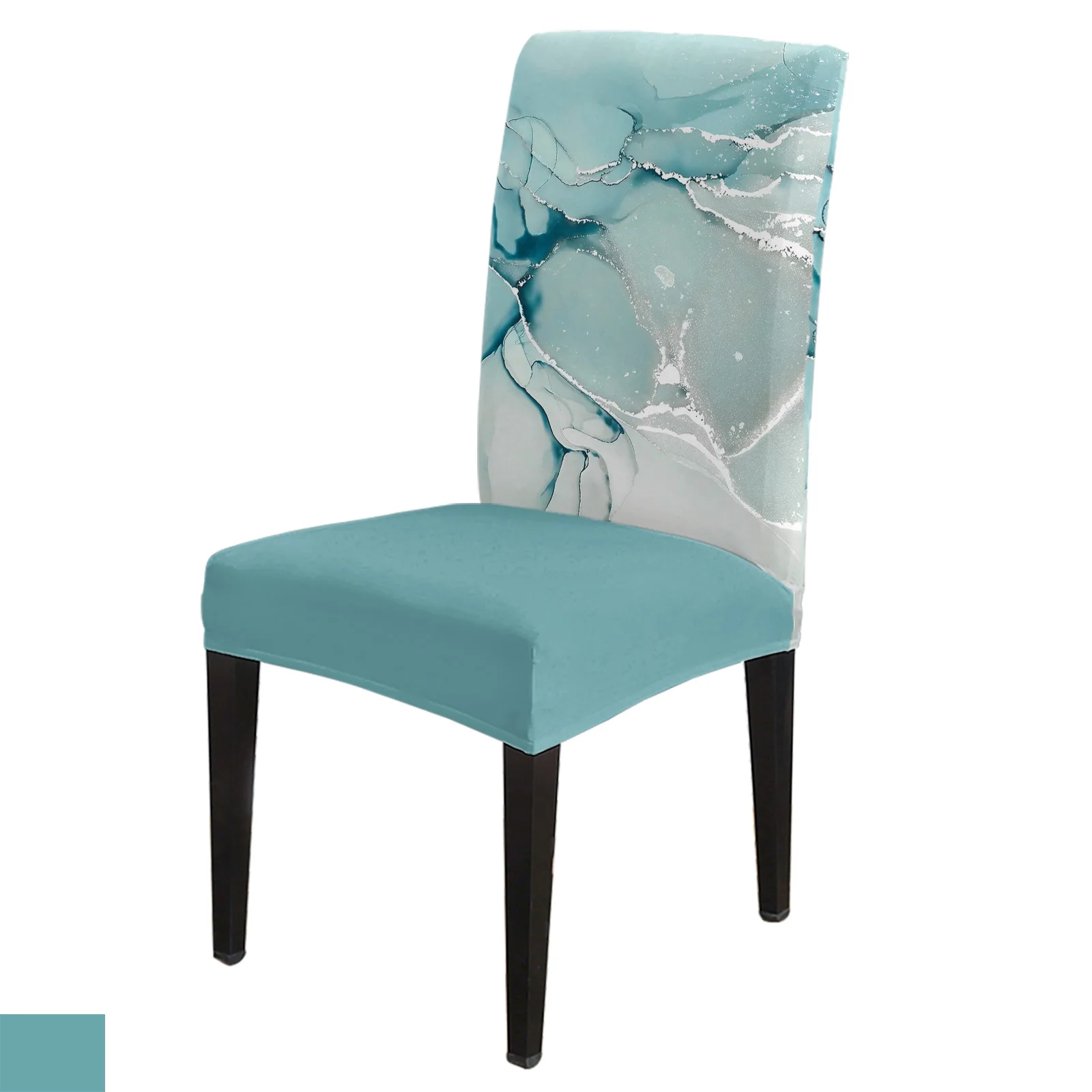

Marble Aqua Dining Chair Cover 4/6/8PCS Spandex Elastic Chair Slipcover Case for Wedding Hotel Banquet Dining Room