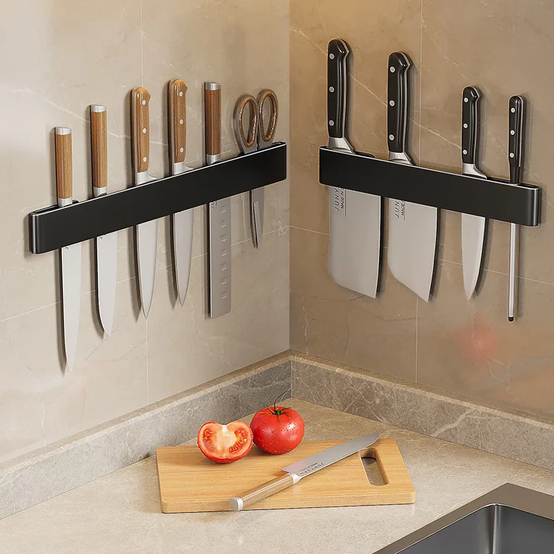 

Kitchen Stainless Steel Perforated Wall Mounted Holder Storage Knife Insertion Rack
