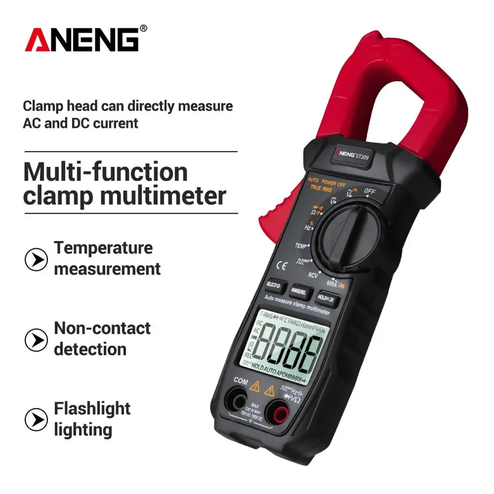 

ANENG ST209 Digital Multimeter Clamp Meter 6000 counts True RMS Amp DC/AC Current Clamp tester Meters voltmeter 400v Auto Range