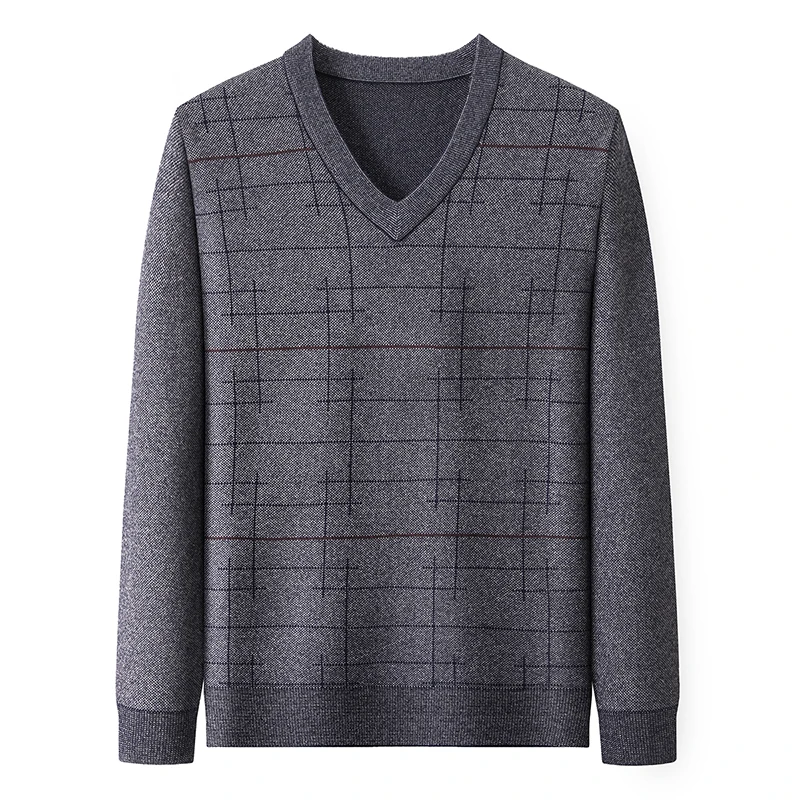 Мужской шерстяной вязаный пуховый свитер на пуговицах толстый базовый теплый