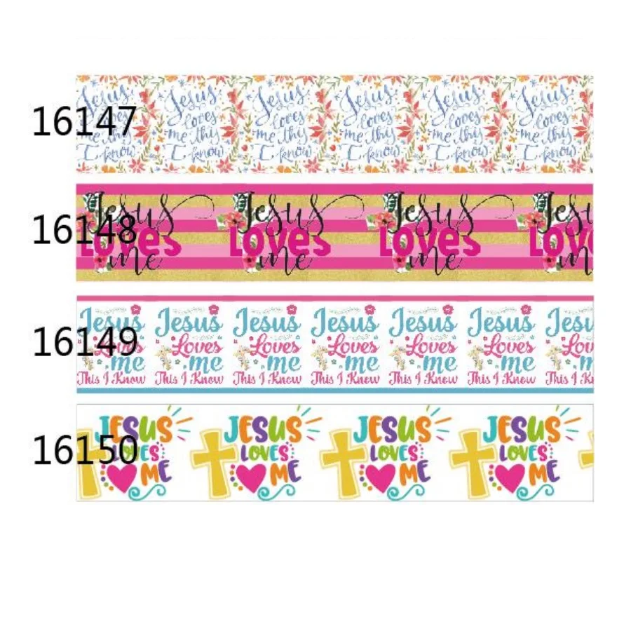 

God and Jesus Grosgrain Ribbon Printed 25mm 50yards Center for Bows Decoration Handmade Materials