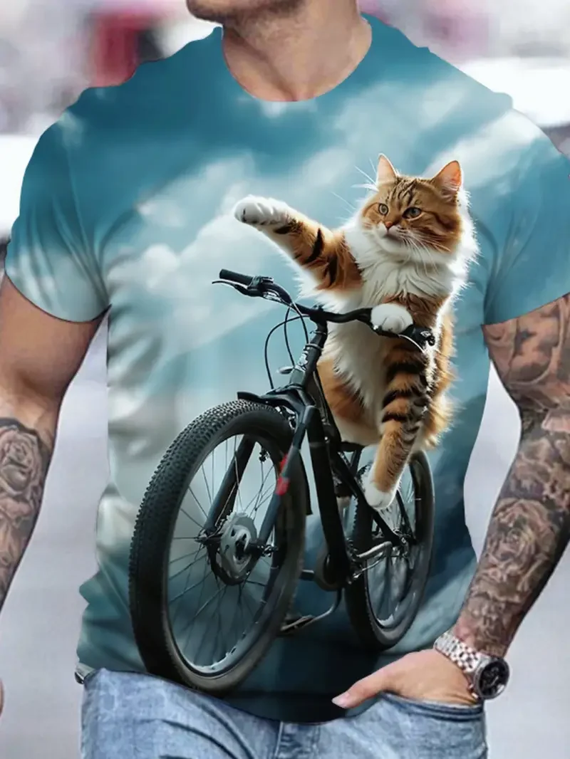 Мужская футболка с 3D принтом кота