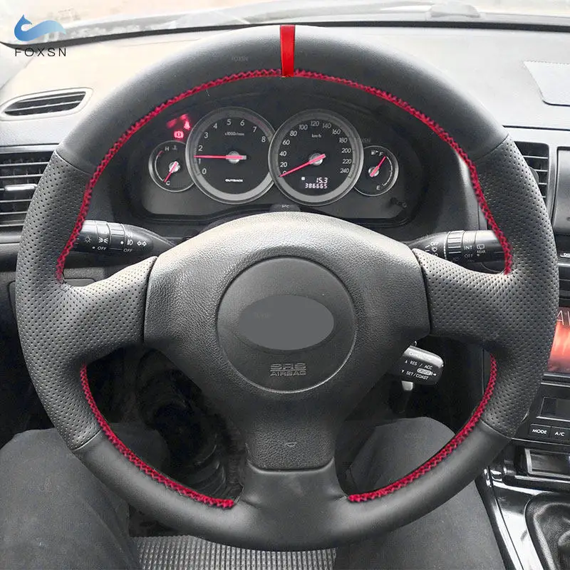 

Кожаный чехол на руль автомобиля для Subaru Forester Impreza WRX STI Legacy Outback 2005 -2007 для Saab 9-2X 2006 красная полоса