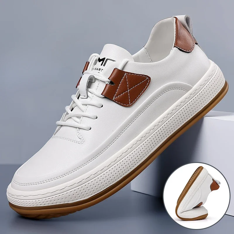 Кожаная мужская повседневная обувь. Мужские туфли на плоской подошве с мягкой