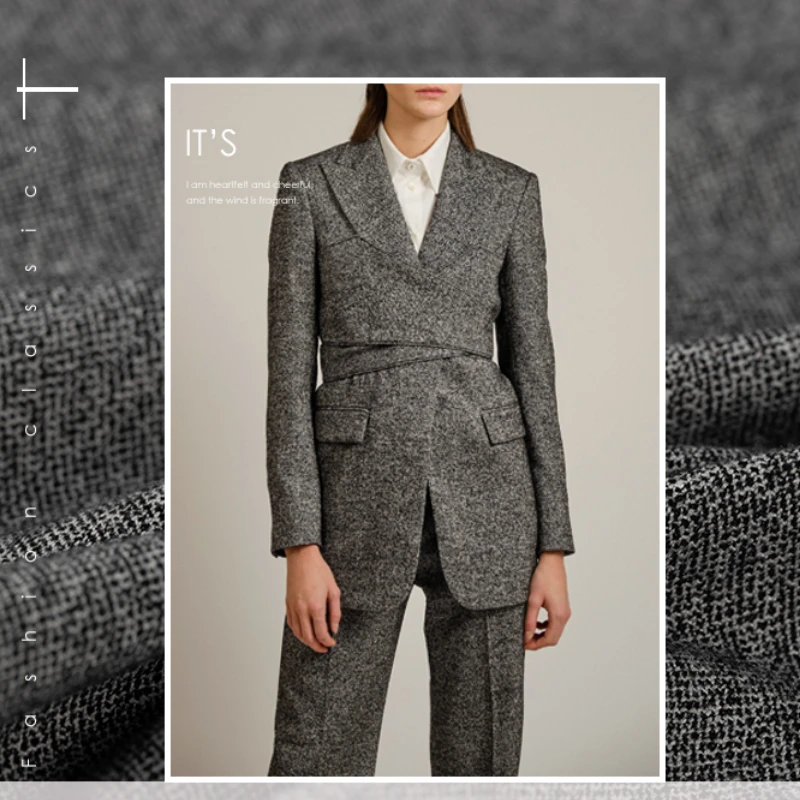 

Designer Custom Grey Stretch Jacquard Fabric for Sewing Material Fashion Women Garment Brushed Cloth by the Meter
