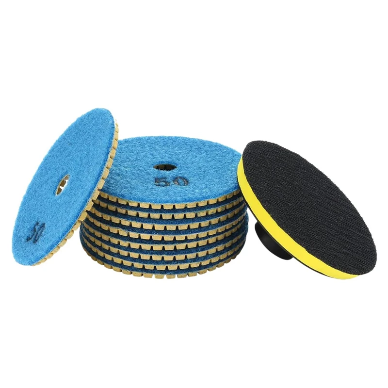 

10 Pcs Diamond Polishing Pads Kit 4 Inch 100Mm Wet Dry Granite Stone Concrete Marble Polishing Grinding Discs Set