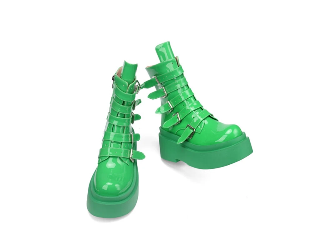 Женские ботильоны на толстой подошве черные готические ботинки платформе с