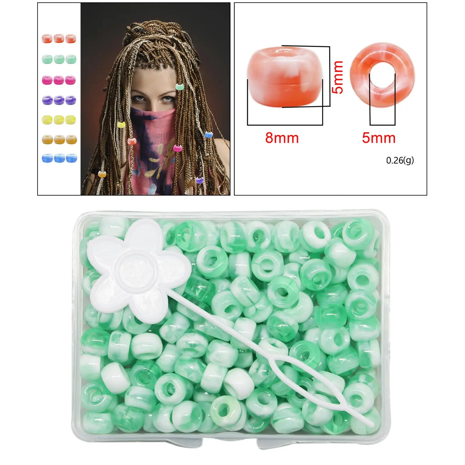 210Pcs/Set Candy Color Dreadlock Beads DIY Hair Braid Rings Tube Decor Small Dreadlocks Beads Cuffs Hair Braider Jewelry Tool images - 6