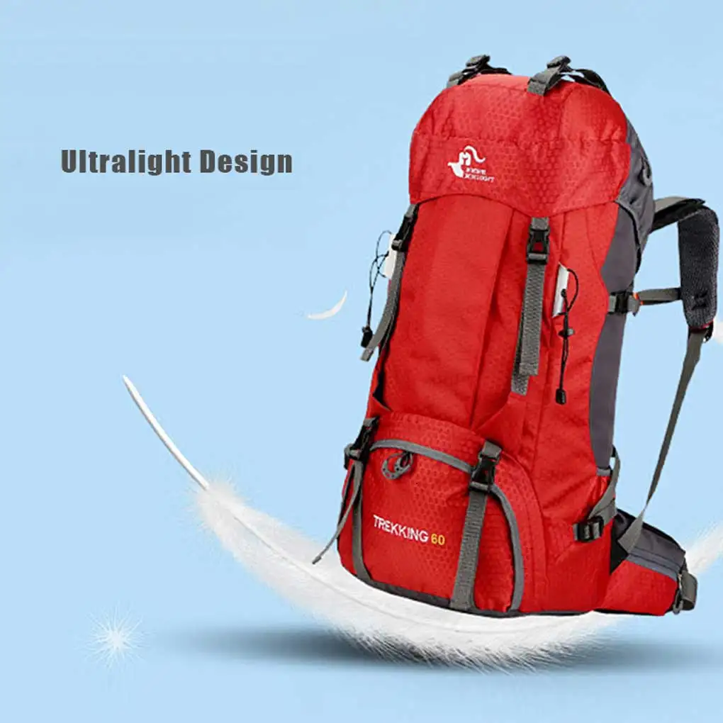 

60L Backpack Fishing Sports Compartments Pockets Rucksack Backpacking Portable Camper Tourist Zipper Shoulder Bag