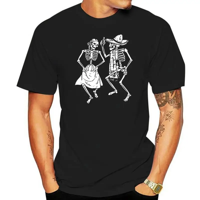 

Мужская футболка с 2 танцующими скелетами, с изображением сахарного черепа, день мертвецов, мексиканская футболка, бесплатная доставка, топ...