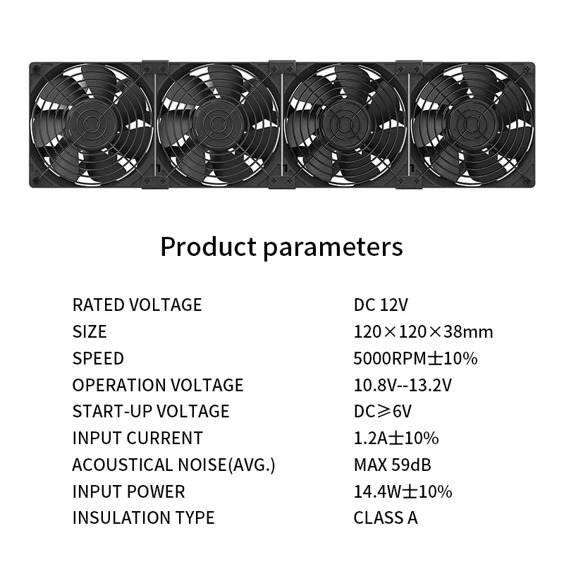 5000RPM 12038 High Speed Two Ball Bearing Cooling System Fan For Computer BTC Mining Cabinet Server 120mm Ventilator Kit |